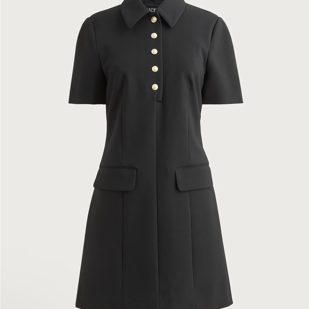 J. Crew Parc Black Polo-Style Dress with Gold Buttons 4 way stretch - Picture 8 of 8